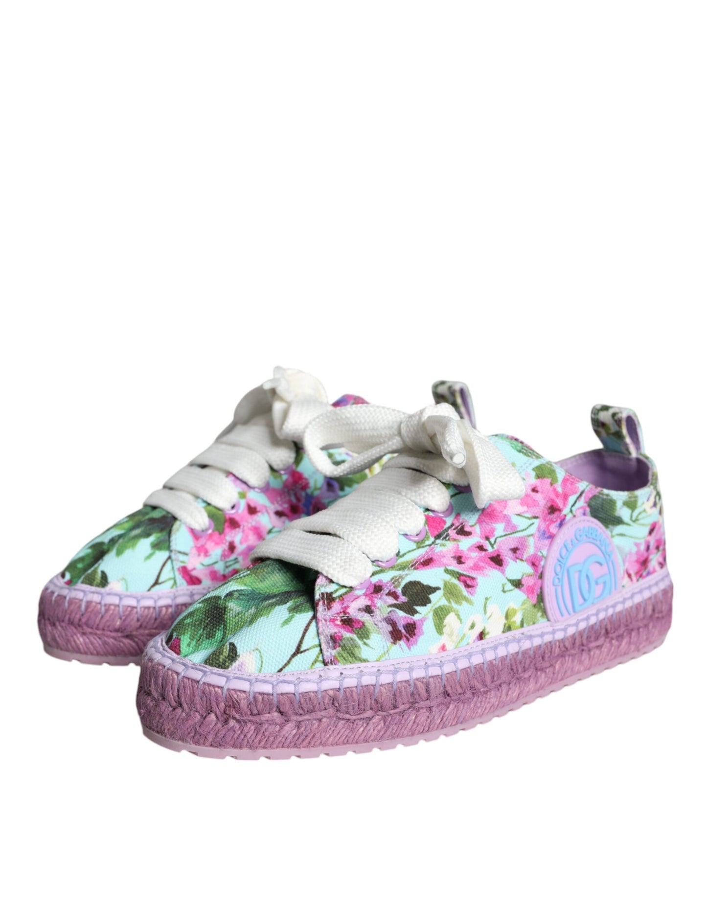 Dolce & Gabbana Multicolor Canvas Floral Espadrilles Sneakers Shoes