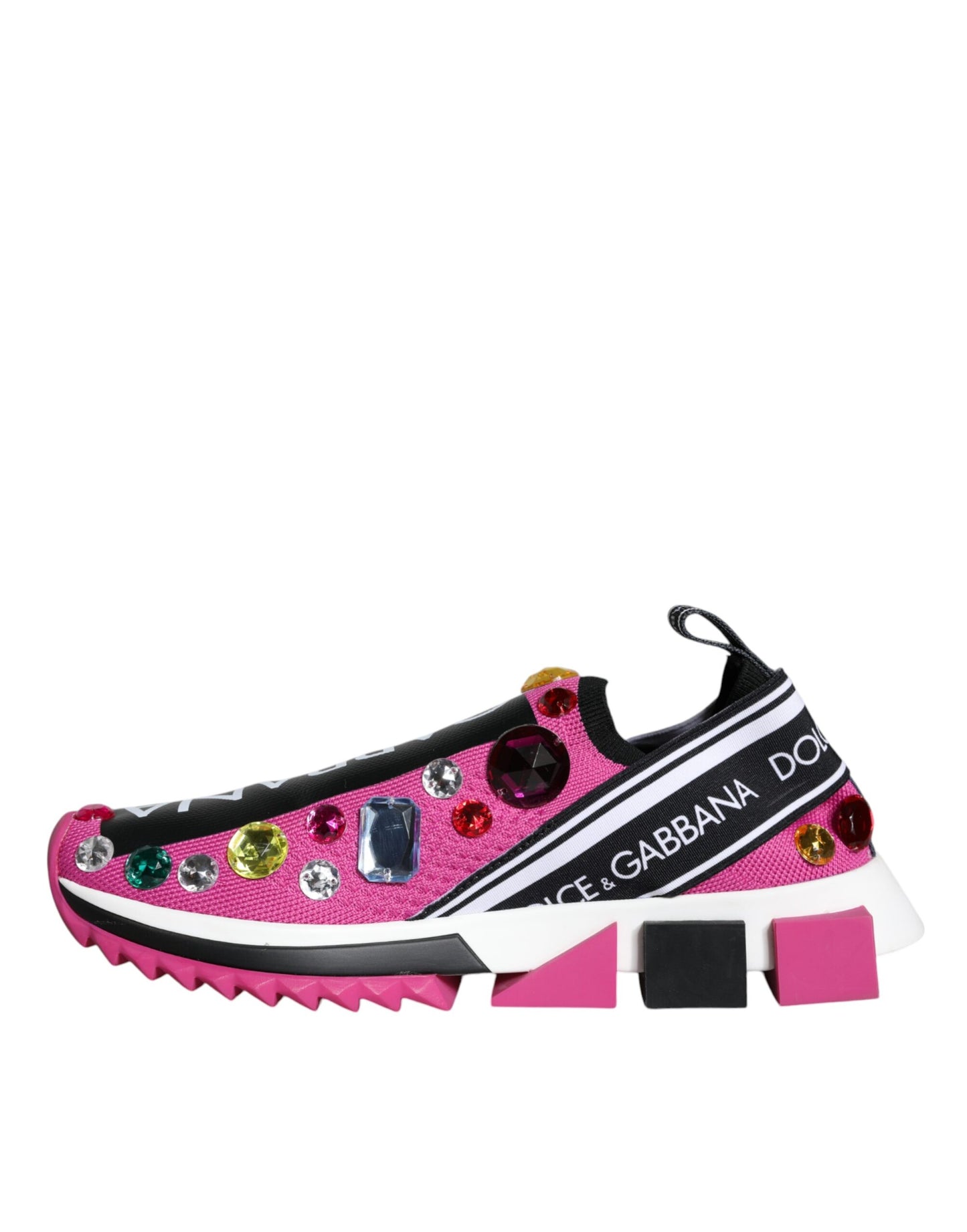 Dolce & Gabbana Pink Sorrento Crystals Low Top Sneakers Shoes