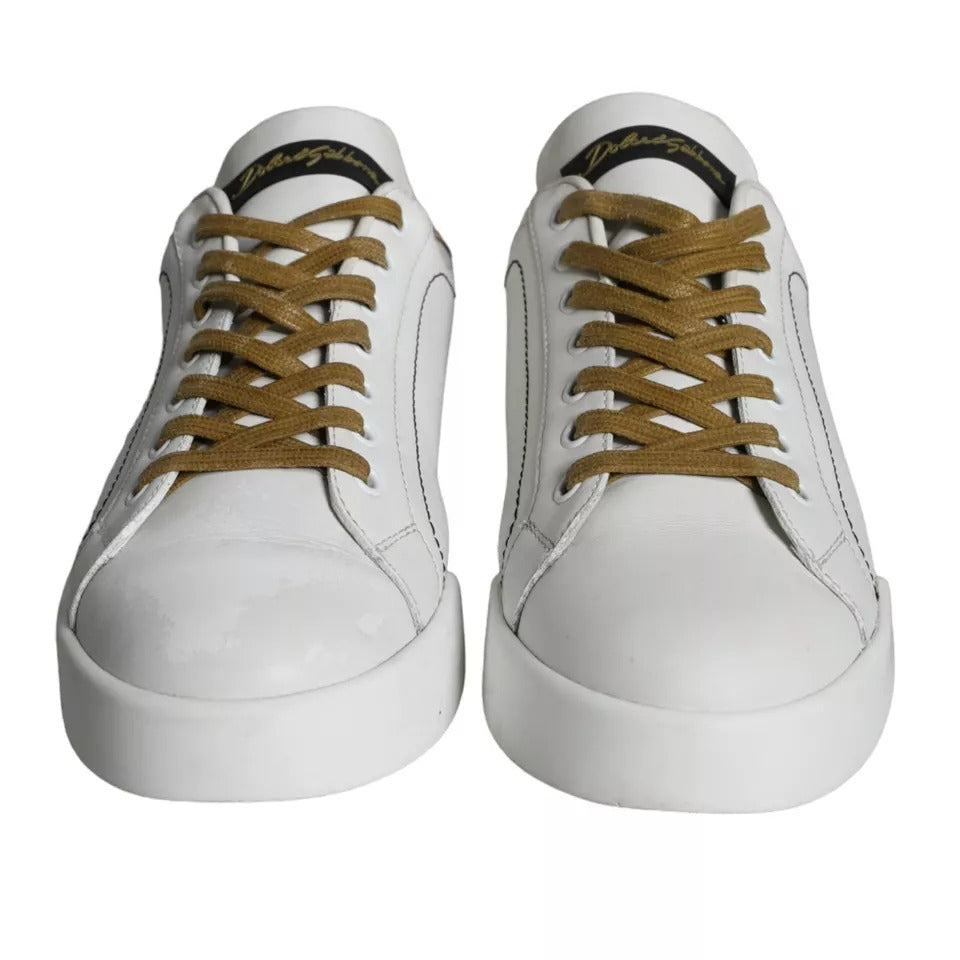 Dolce & Gabbana Weiß Leder Portofino Low Top Sneakers Schuhe