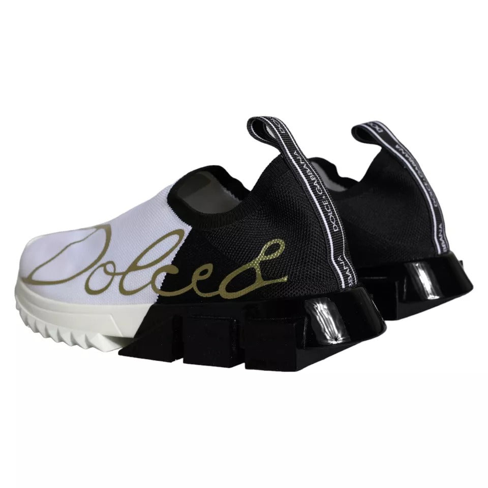 Dolce & Gabbana Schwarz Weiß Logo Sorrento Turnschuhe Schuhe