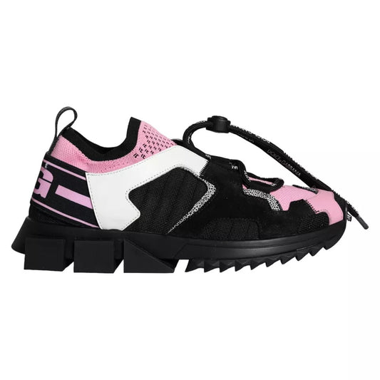 Dolce & Gabbana Schwarz Rosa Mesh Sorrento Trekking Sneakers Schuhe