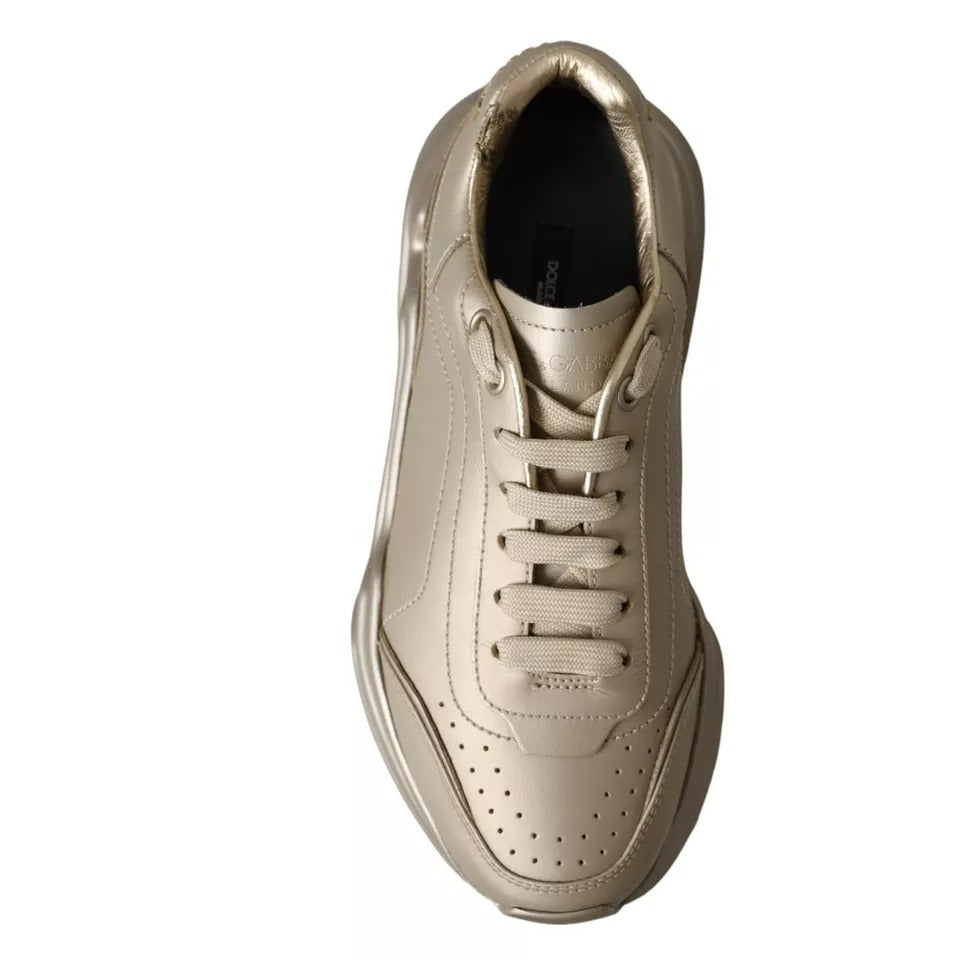 Dolce & Gabbana Gold Leder Daymaster Low Top Turnschuhe Schuhe