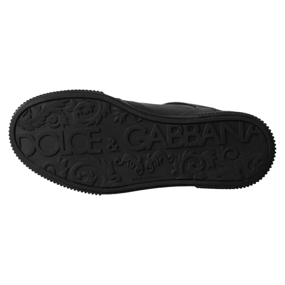 Dolce & Gabbana Schwarz Leder Low Top Sneakers Männer Schuhe