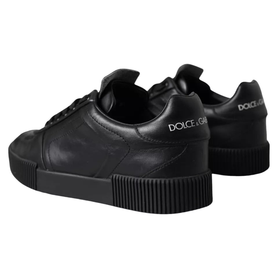 Dolce & Gabbana Schwarz Leder Low Top Sneakers Männer Schuhe