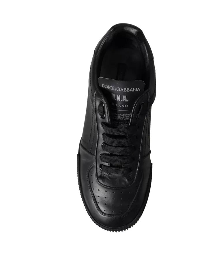 Dolce & Gabbana Schwarz Leder Low Top Sneakers Männer Schuhe