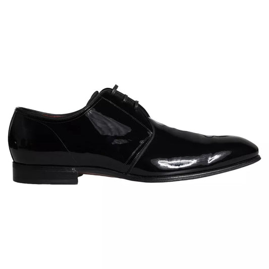 Dolce & Gabbana Schwarzes Lackleder Derby Herren Anzugschuhe