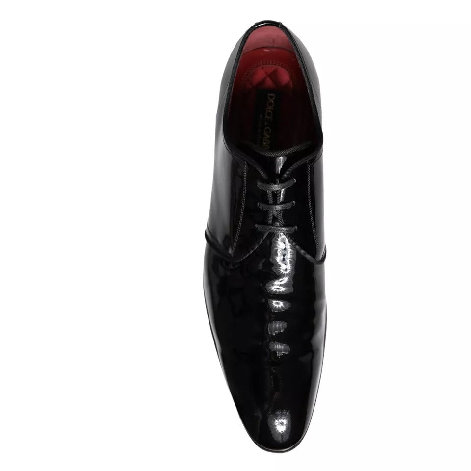 Dolce & Gabbana Schwarzes Lackleder Derby Herren Anzugschuhe