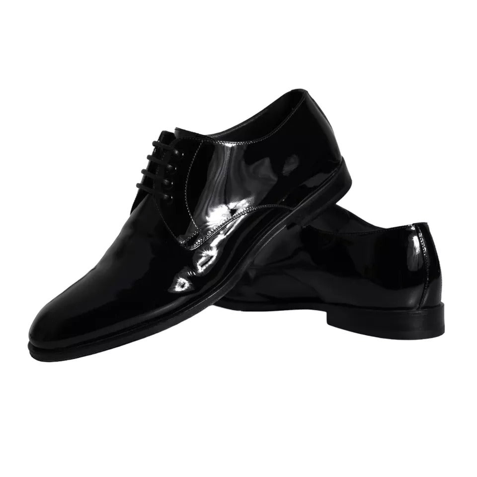 Dolce & Gabbana Schwarzes Kalbsleder Derby Herren Anzugschuhe