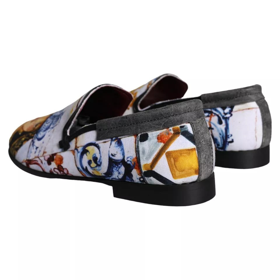 Dolce & Gabbana Multicolor Madonna Majolika Amalfi Männer Loafers Schuhe