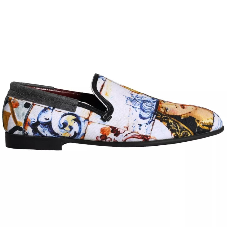 Dolce & Gabbana Multicolor Madonna Majolika Amalfi Männer Loafers Schuhe