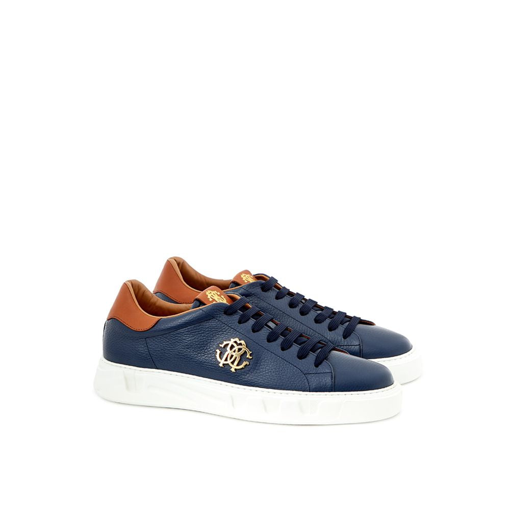 Roberto Cavalli Blaue Leder Sneaker