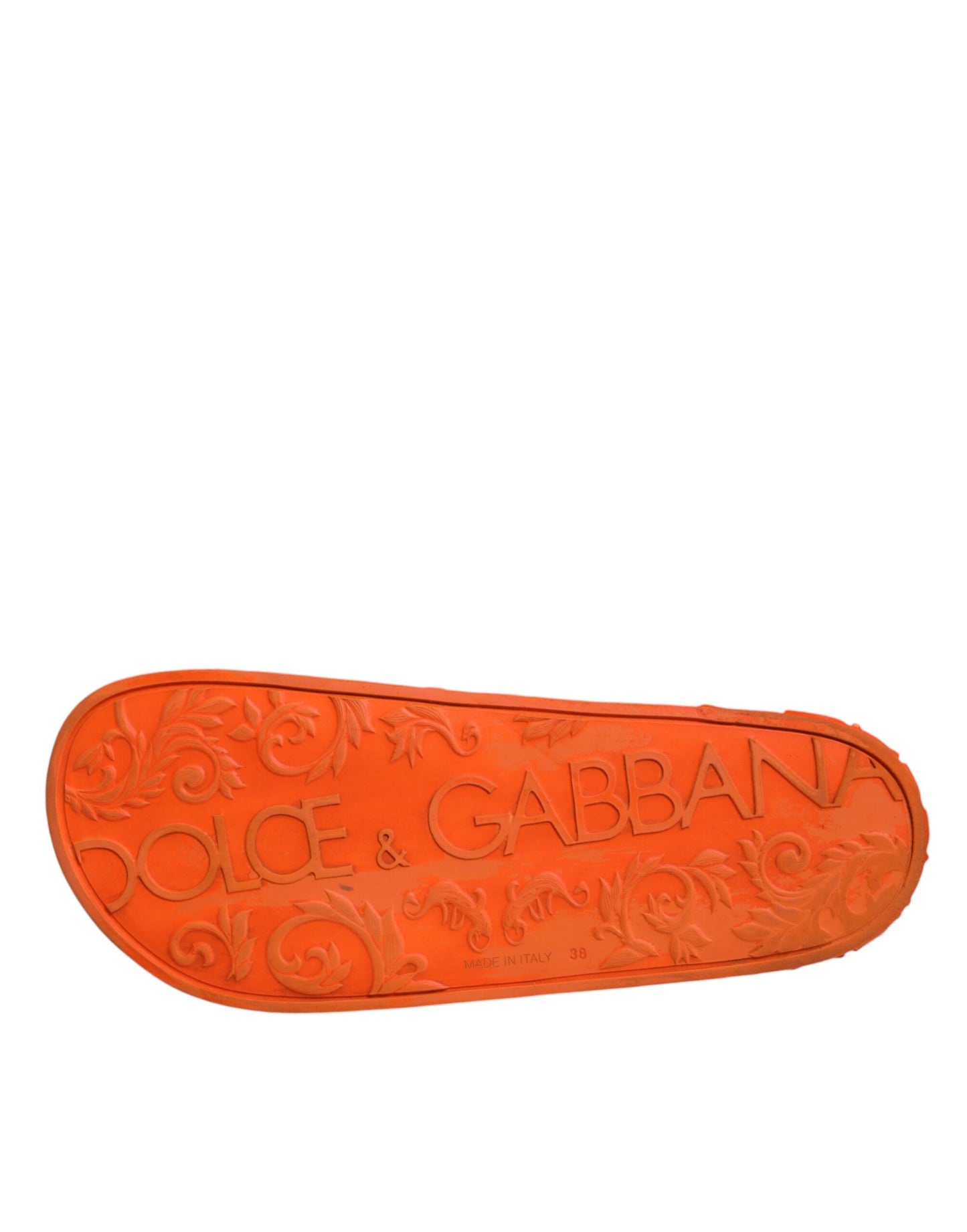 Dolce & Gabbana Orange Rubber Slides Sandals Beachwear Shoes