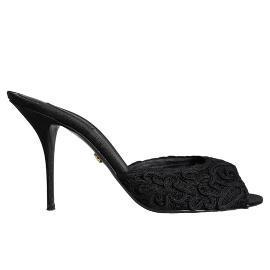 Dolce & Gabbana Schwarze Baumwollsandale