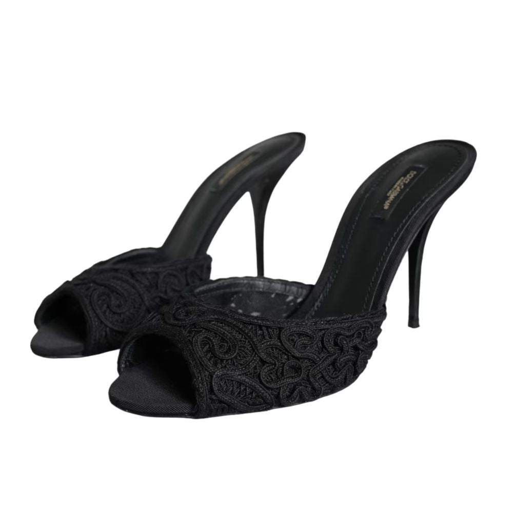 Dolce & Gabbana Schwarze Baumwollsandale