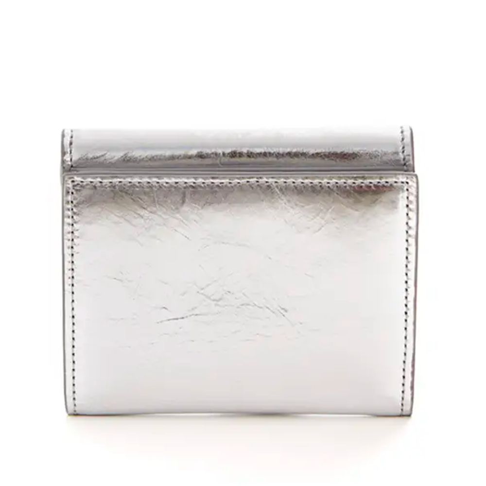 Off-White Silbernes Leder Portemonnaie