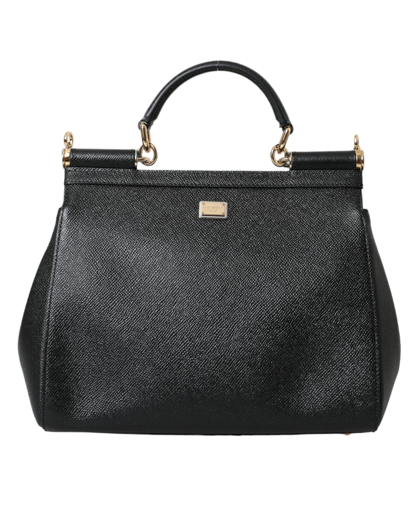 Dolce & Gabbana Schwarzes Leder #DGFamily Patch Top Handle Bag