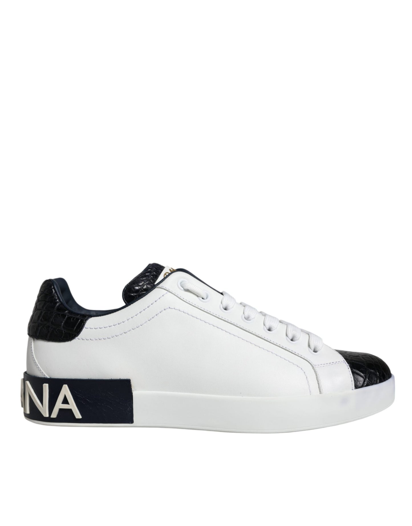 Dolce & Gabbana White Leather Logo Portofino Sneaker Shoes