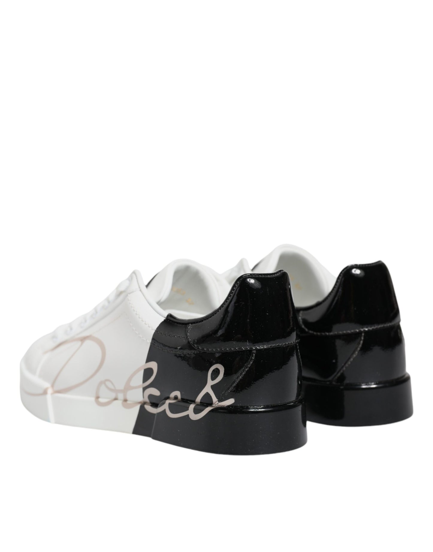 Dolce & Gabbana White Black Portofino Low Top Sneakers Shoes