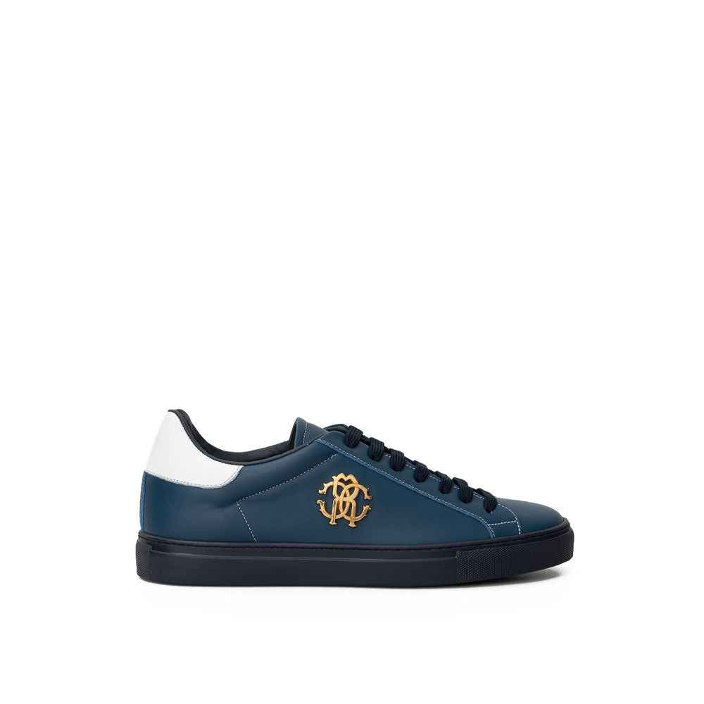 Roberto Cavalli Blaue Leder Sneaker