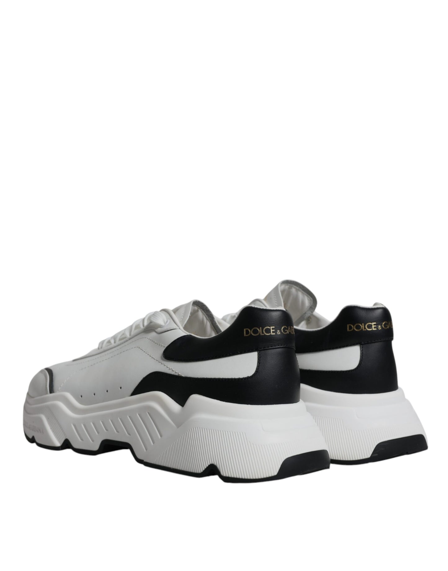 Dolce & Gabbana White Black DAYMASTER Leather Sneakers Shoes