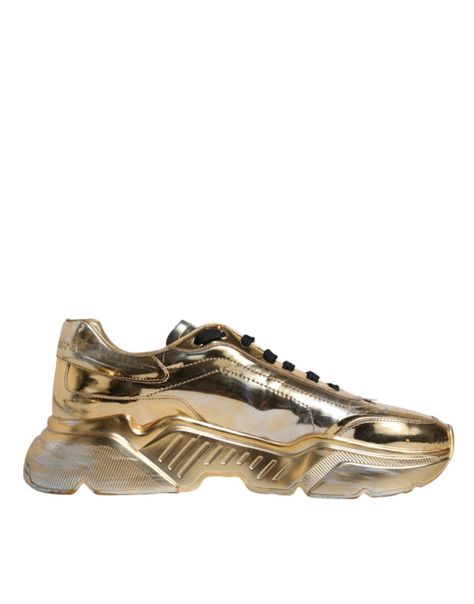 Dolce & Gabbana Gold Leather Daymaster Low Top Sneakers Shoes