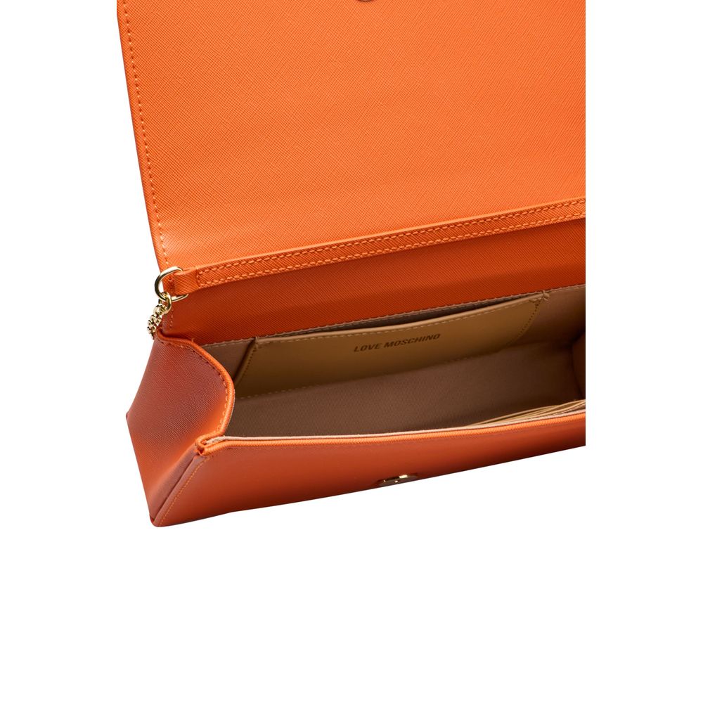 Love Moschino Orangefarbene Polyethylen-Kreuztasche