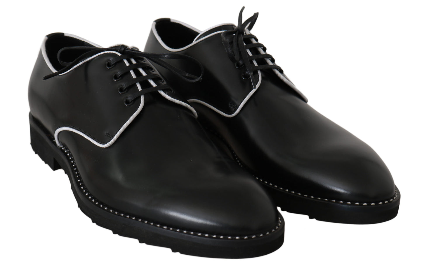 Dolce & Gabbana Elegante Derby-Schuhe aus schwarzem Leder