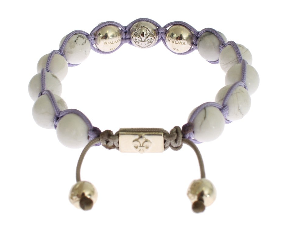 Nialaya Elegantes Silber lila CZ & Howlite Armband