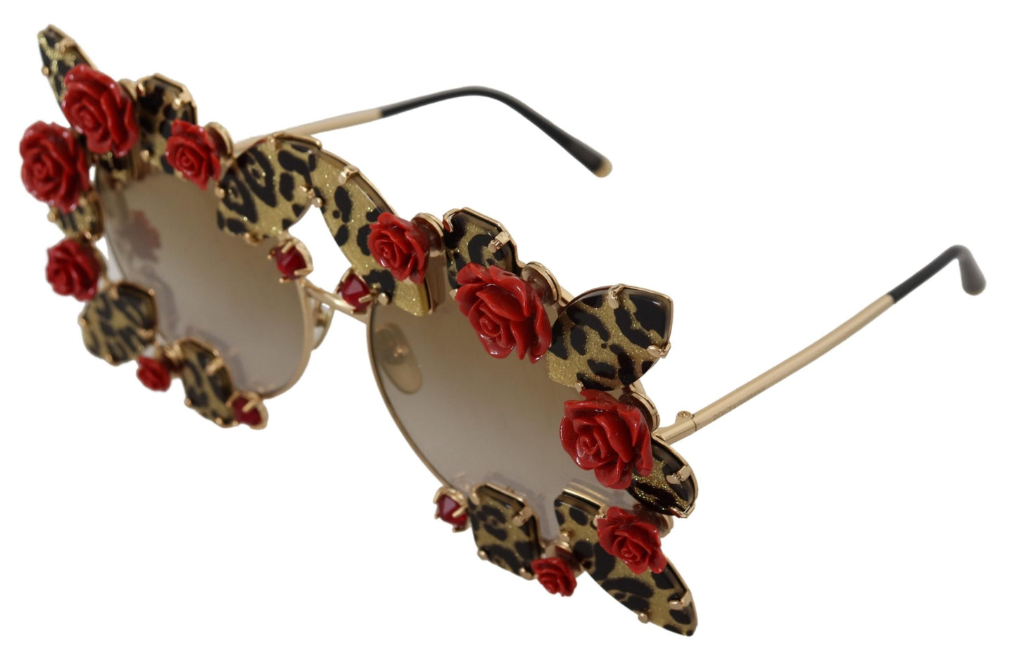 Dolce & Gabbana Elegante runde Sonnenbrille mit Rosenverzierung