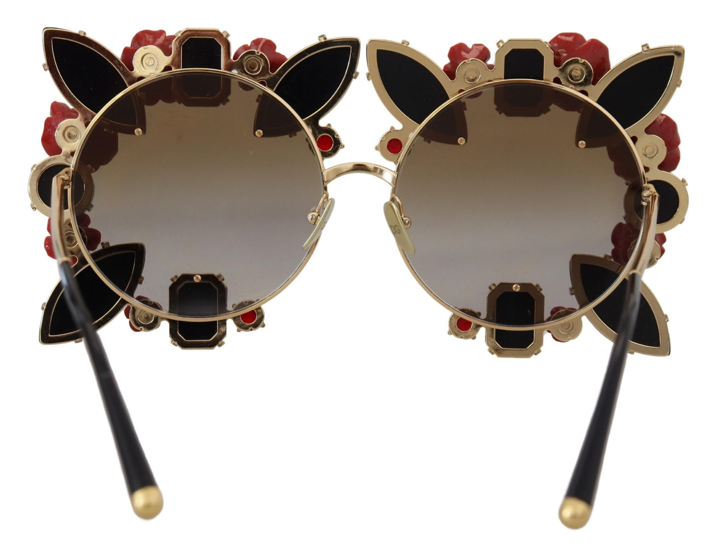 Dolce & Gabbana Elegante runde Sonnenbrille mit Rosenverzierung