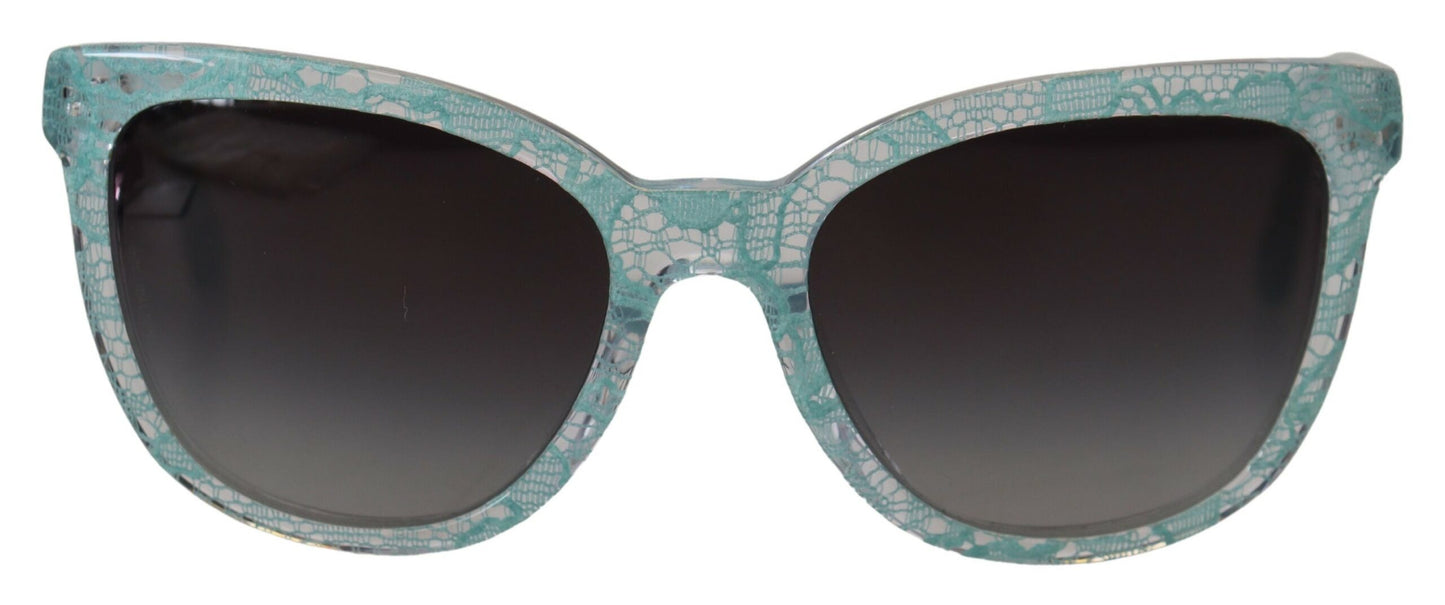 Dolce & Gabbana Elegante blaue Sonnenbrille mit Spitzendetail