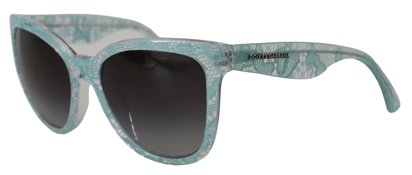 Dolce & Gabbana Elegante blaue Sonnenbrille mit Spitzendetail