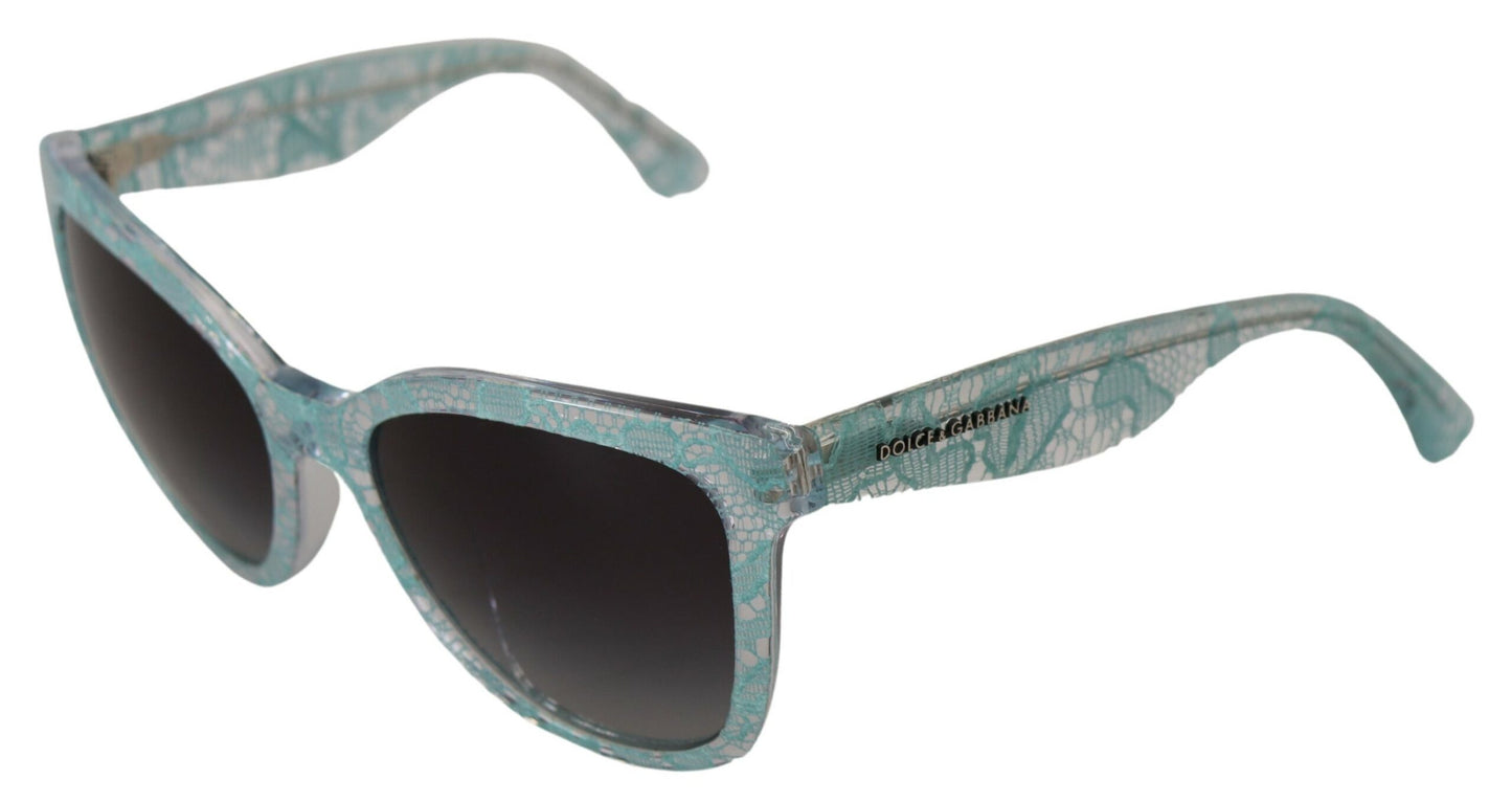 Dolce & Gabbana Elegante blaue Sonnenbrille mit Spitzendetail