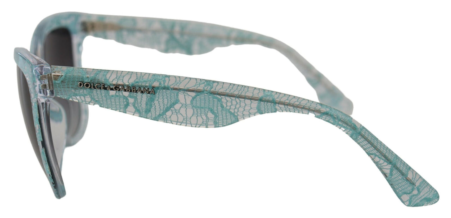 Dolce & Gabbana Elegante blaue Sonnenbrille mit Spitzendetail