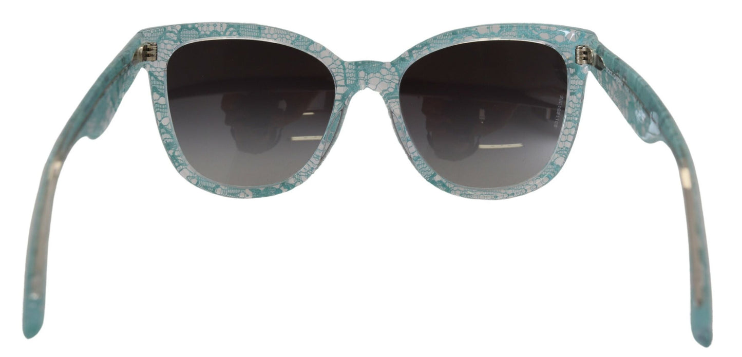 Dolce & Gabbana Elegante blaue Sonnenbrille mit Spitzendetail