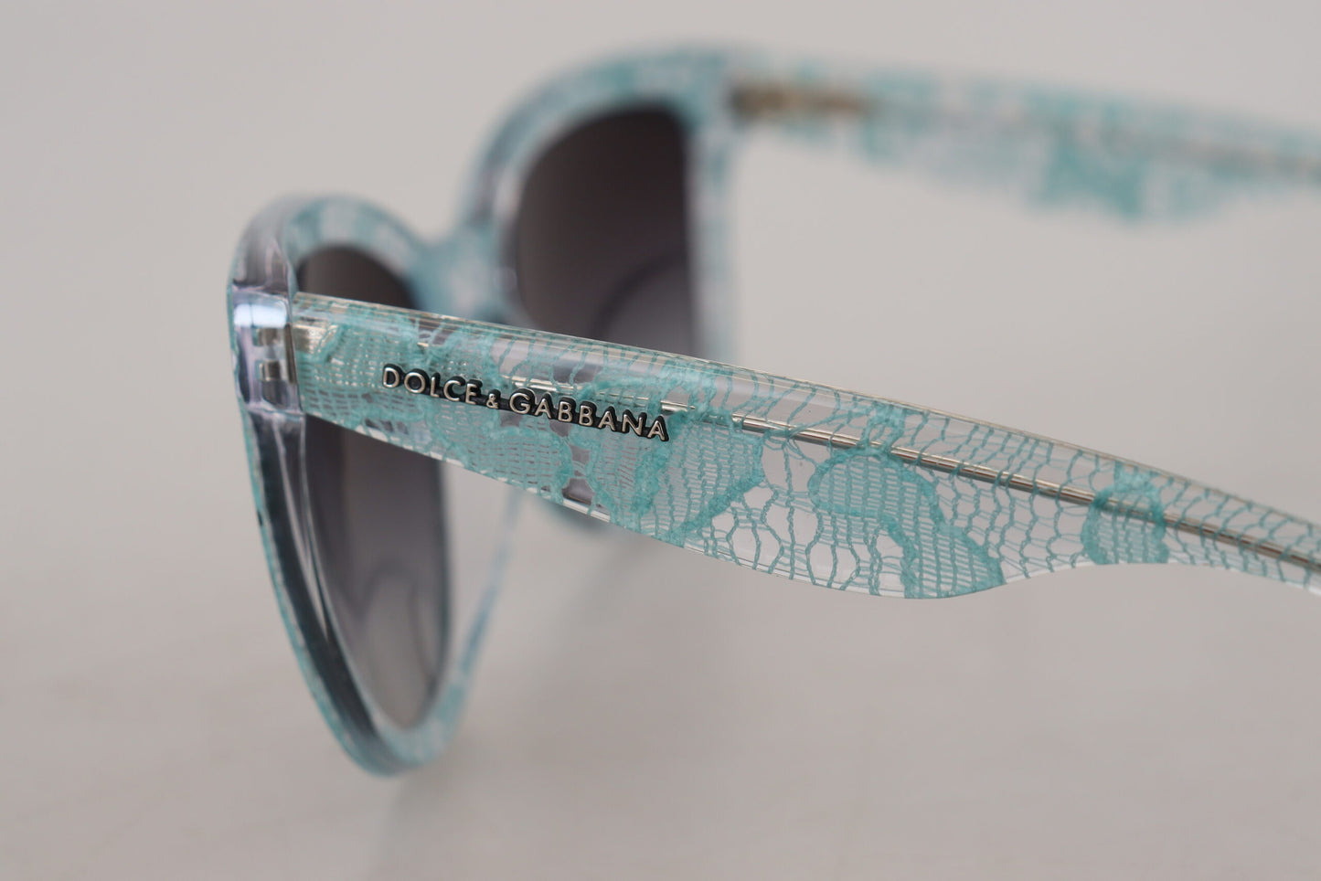 Dolce & Gabbana Elegante blaue Sonnenbrille mit Spitzendetail