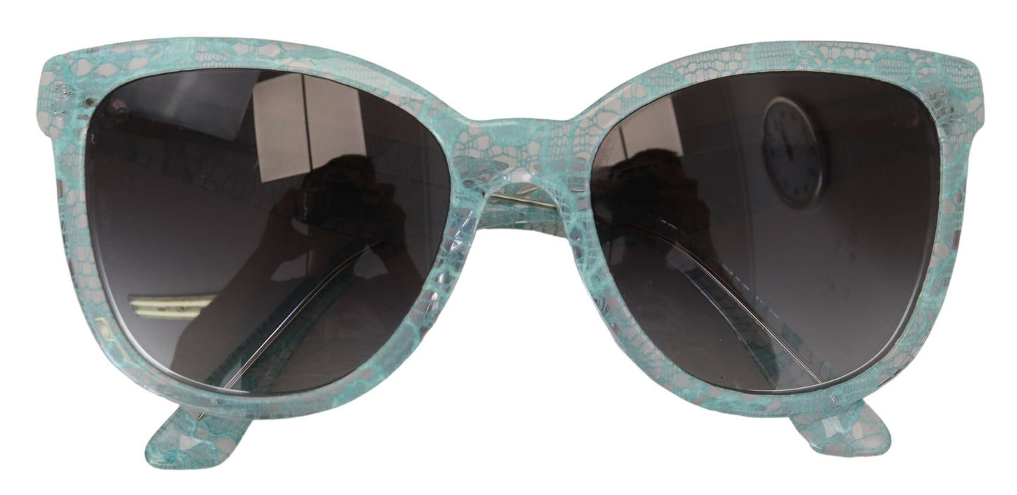 Dolce & Gabbana Elegante blaue Sonnenbrille mit Spitzendetail