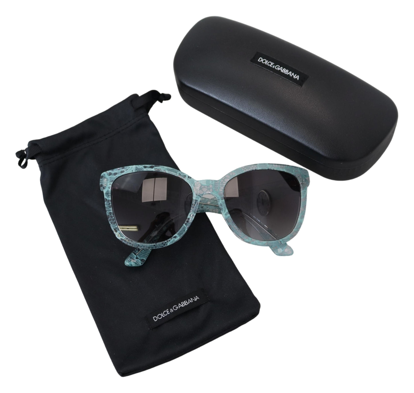 Dolce & Gabbana Elegante blaue Sonnenbrille mit Spitzendetail