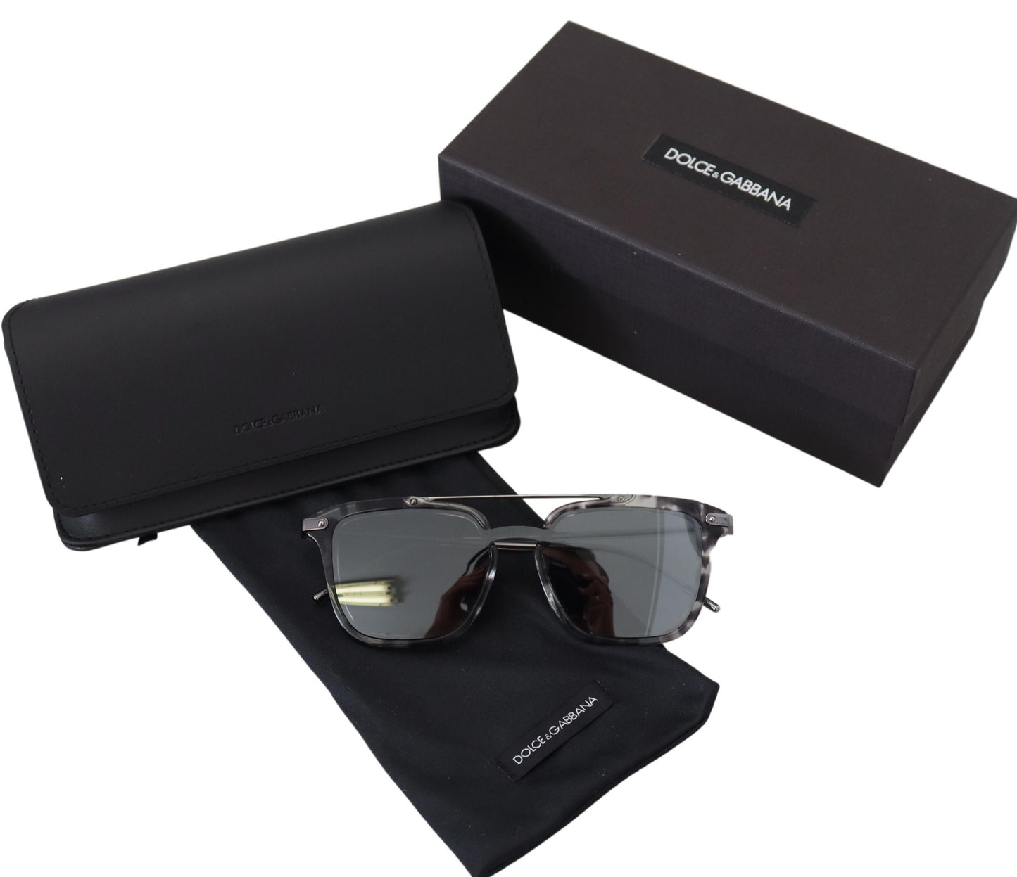 Dolce & Gabbana Atemberaubende graue Acetat-Sonnenbrille