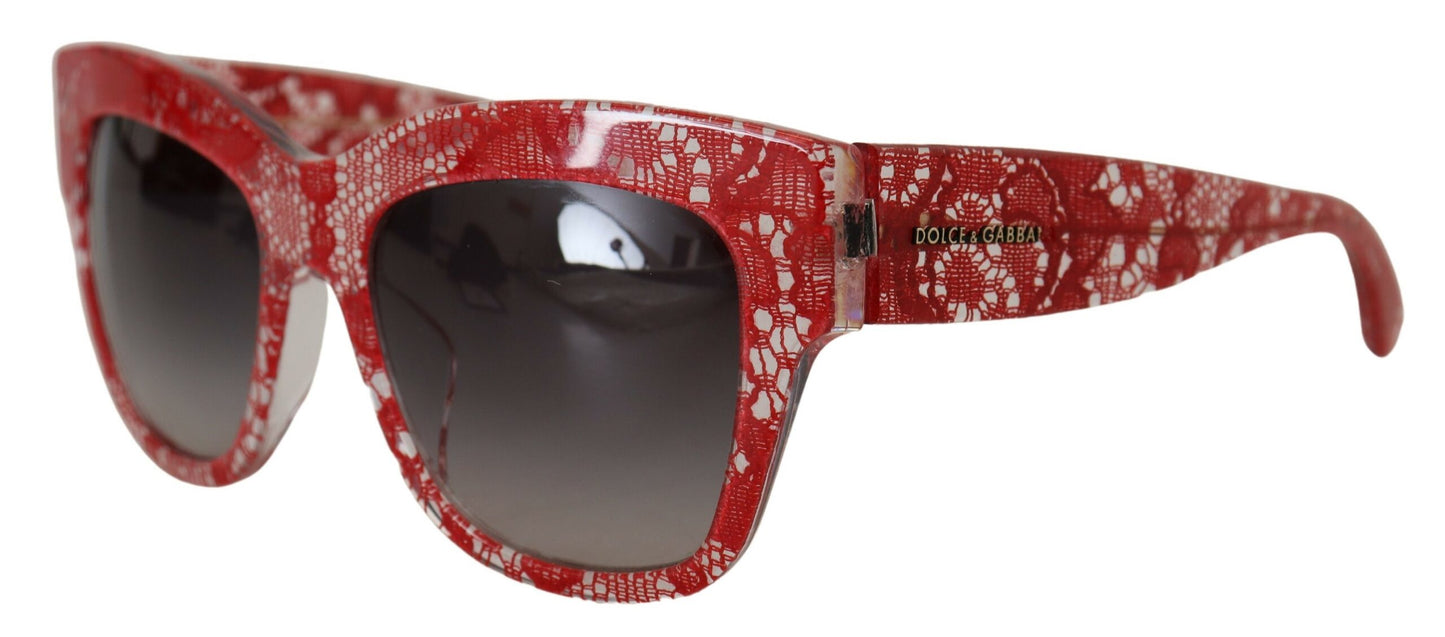 Dolce & Gabbana Elegante rote Sonnenbrille mit Spitzendetail