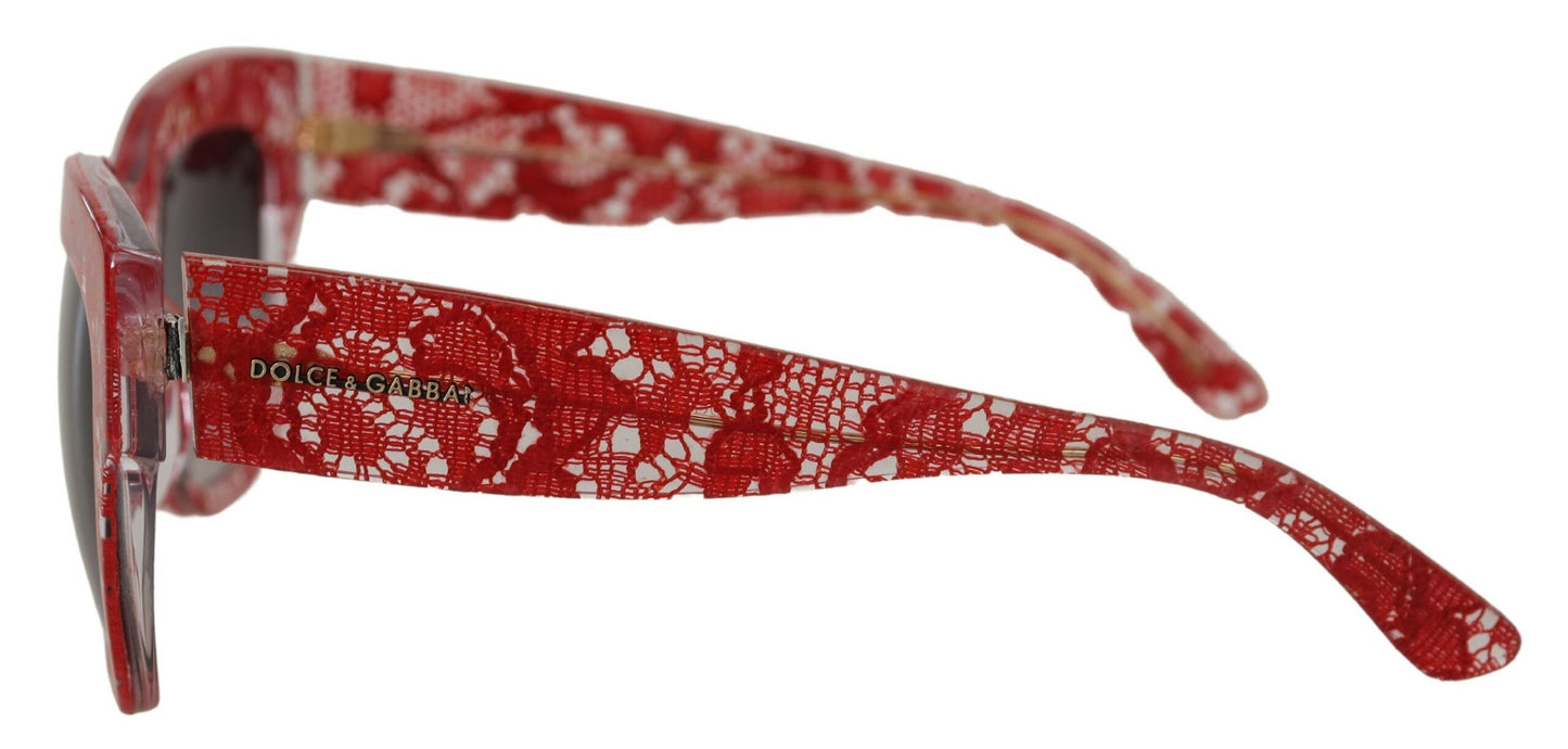 Dolce & Gabbana Elegante rote Sonnenbrille mit Spitzendetail