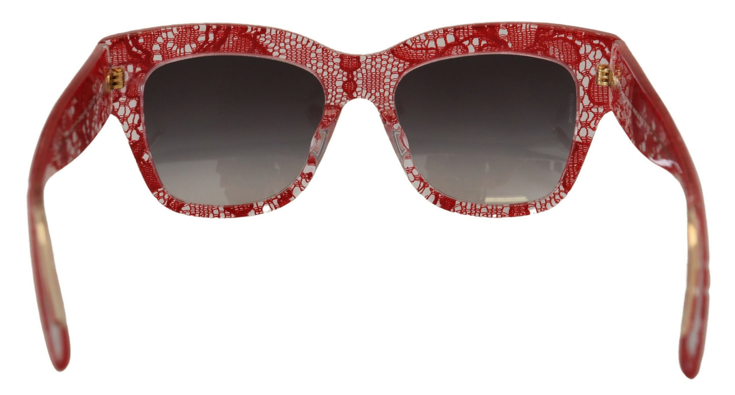 Dolce & Gabbana Elegante rote Sonnenbrille mit Spitzendetail