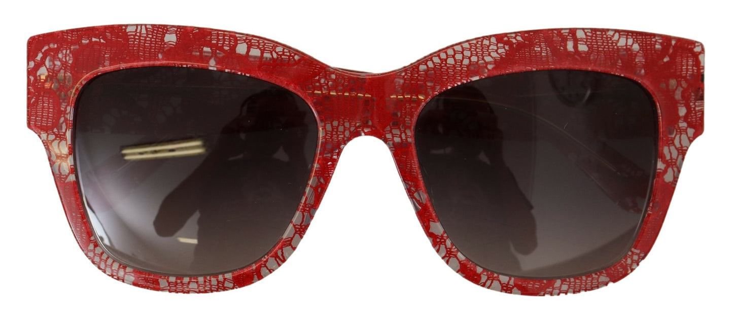 Dolce & Gabbana Elegante rote Sonnenbrille mit Spitzendetail