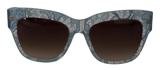 Dolce & Gabbana Elegante blaue Sonnenbrille mit Spitzendetail