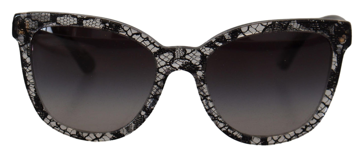 Dolce & Gabbana Elegante Sonnenbrille mit weißer Spitzenapplikation