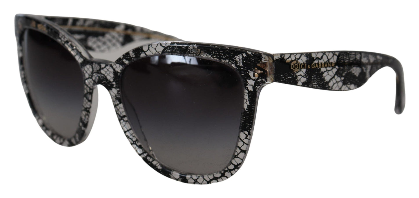 Dolce & Gabbana Elegante Sonnenbrille mit weißer Spitzenapplikation