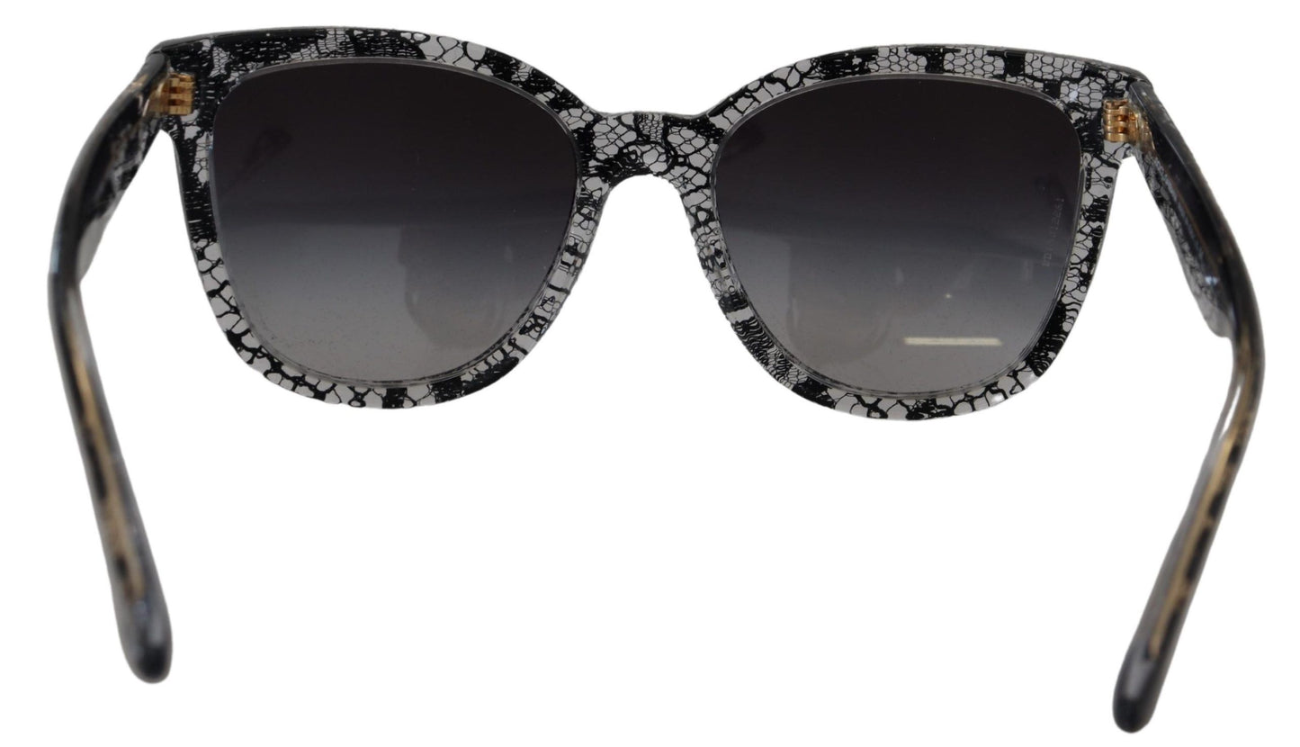 Dolce & Gabbana Elegante Sonnenbrille mit weißer Spitzenapplikation