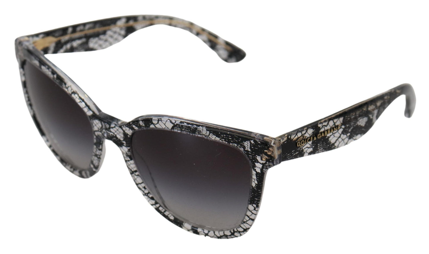 Dolce & Gabbana Elegante Sonnenbrille mit weißer Spitzenapplikation