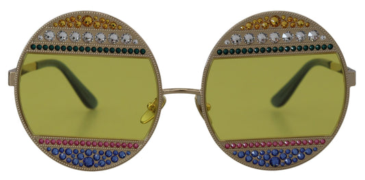 Dolce & Gabbana Ovale Sonnenbrille mit Kristallverzierung in Gold