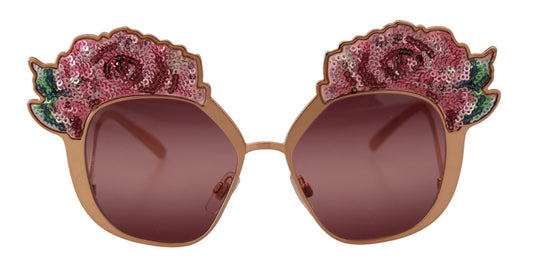 Dolce & Gabbana Schicke rosa Sonnenbrille mit Paillettenstickerei